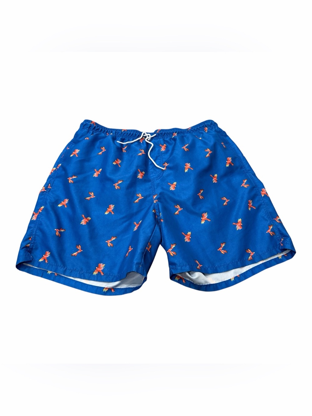 Old Navy Mens Size XL Blue Swim Trunks Parrots Elastic Waist Mesh Lining Beach